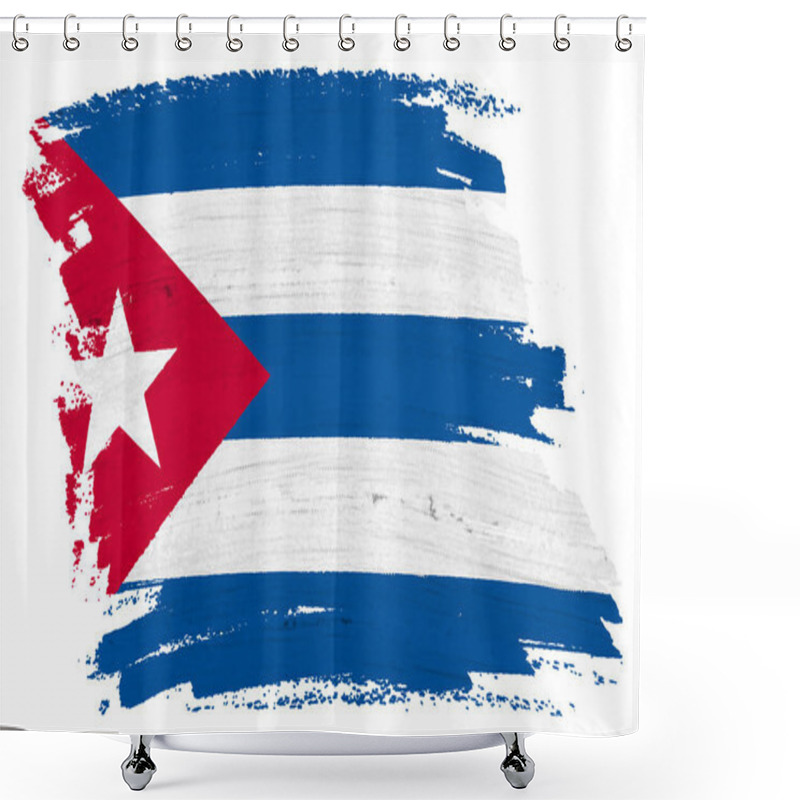 Personality  A Cuba Flag Background Paint Splash Brushstroke 3d Illustration With Clipping Path Shower Curtains