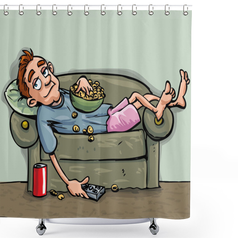 Personality  Cartoon Teen Relaxing On The Sofa Shower Curtains