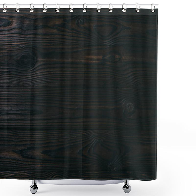 Personality  Close Up View Of Blank Dark Wooden Background Shower Curtains