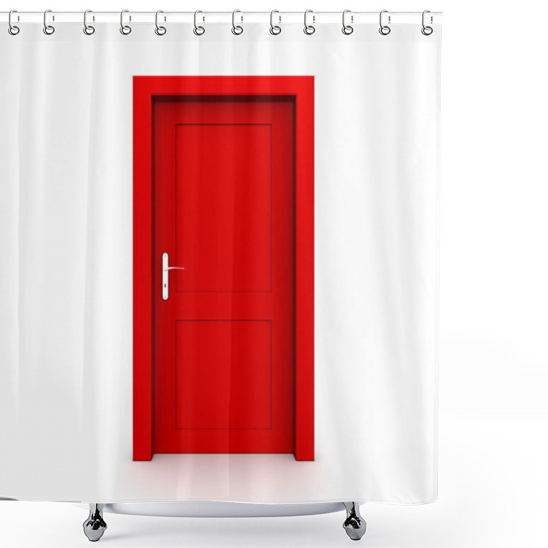 Personality  Closed Single Red Door Shower Curtains