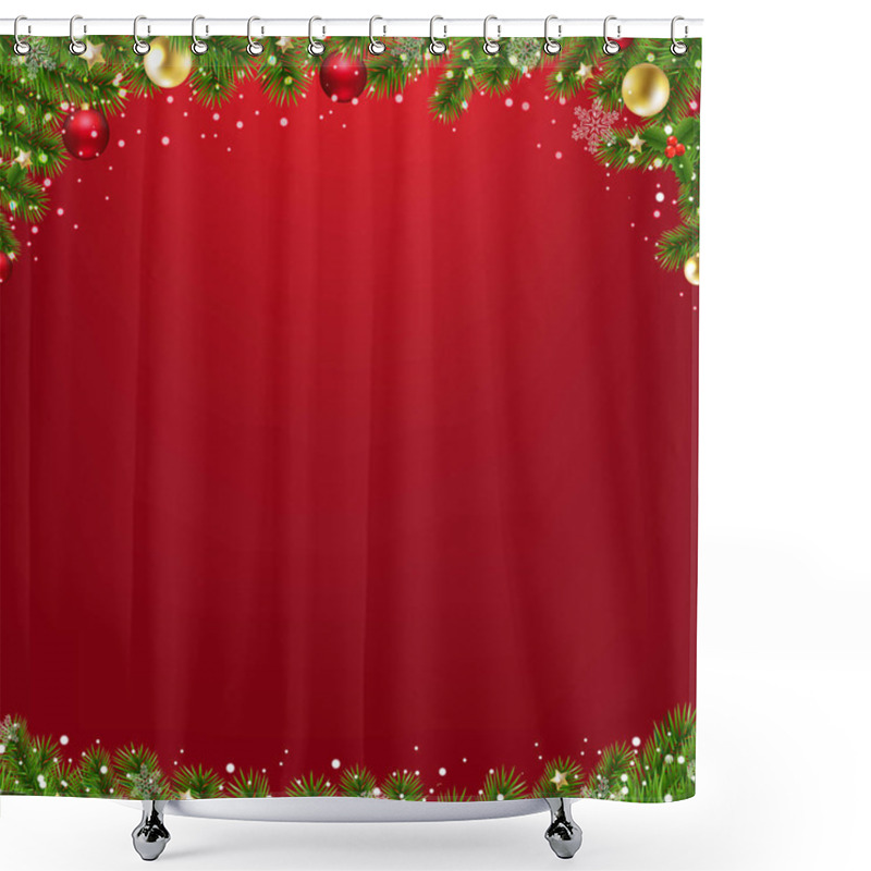 Personality  Christmas Card With Christmas Tree With Gradient Mesh, Vector Illustration Shower Curtains