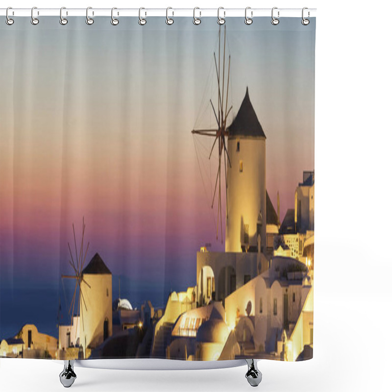 Personality  Oia Village At Sunset Shower Curtains