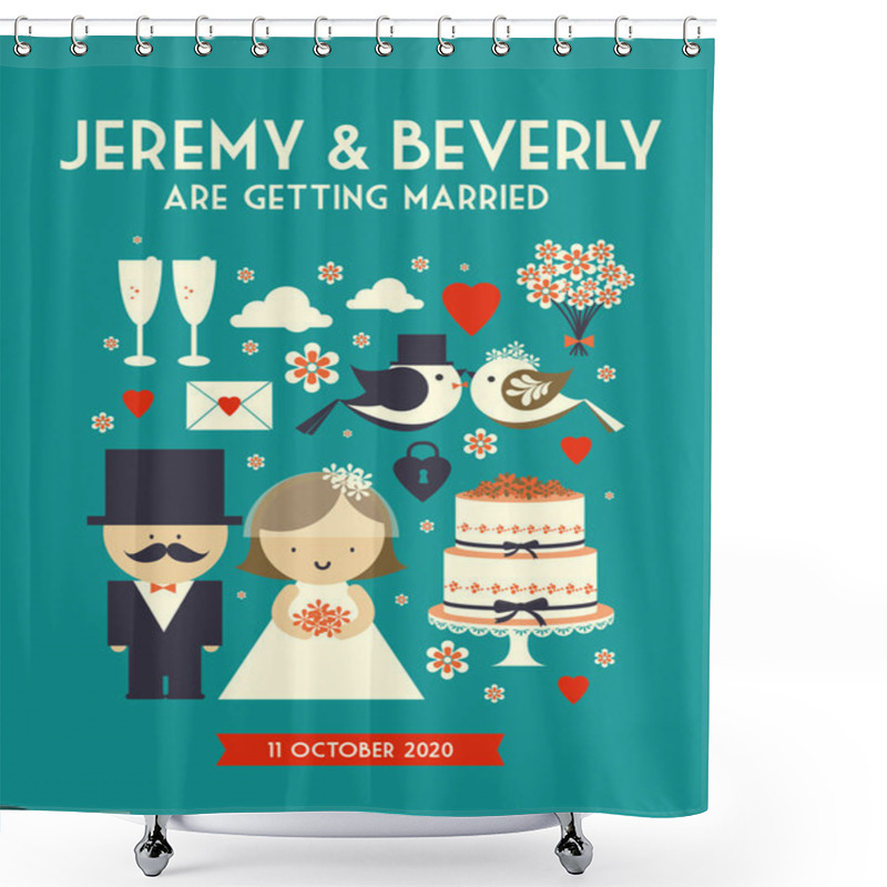 Personality  Wedding Invitation Card Shower Curtains