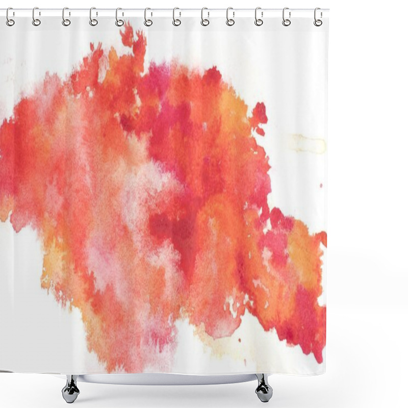 Personality  Abstract Painting With Bright Red And Orange Paint Blots On White  Shower Curtains