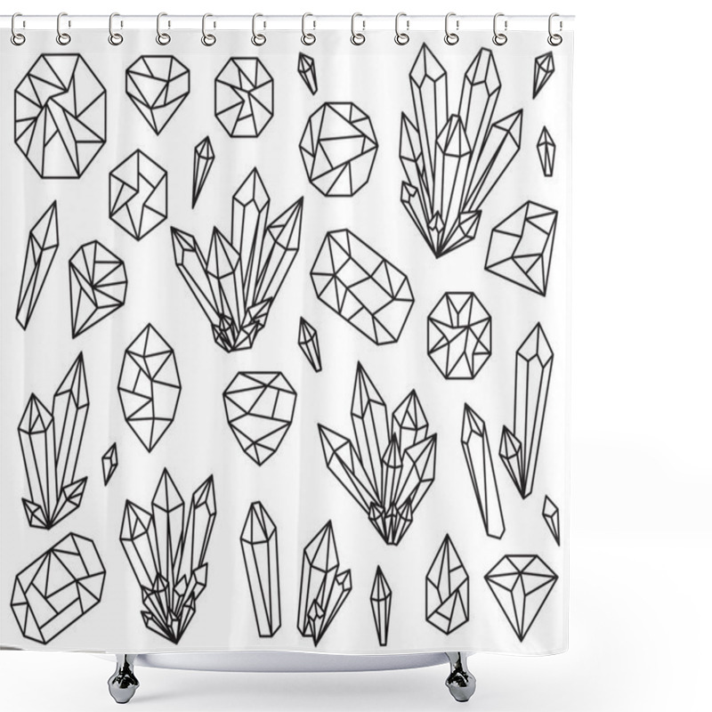 Personality  Vector Collection Of Beautiful Crystals And Gemstones Shower Curtains