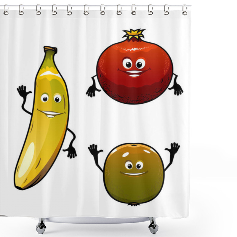 Personality  Green Kiwi, Red Pomegranate Anf Yellow Banana Fruits Shower Curtains