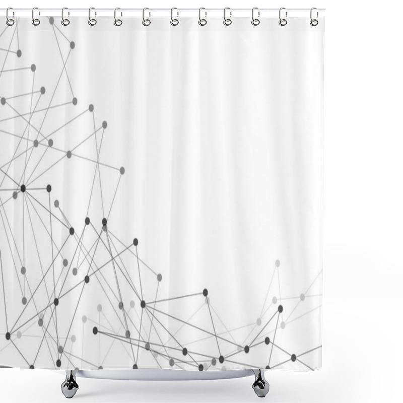 Personality  Abstract Grey Line Polygon Spot Connect Network On White Technology Background Vector Illustration. Shower Curtains