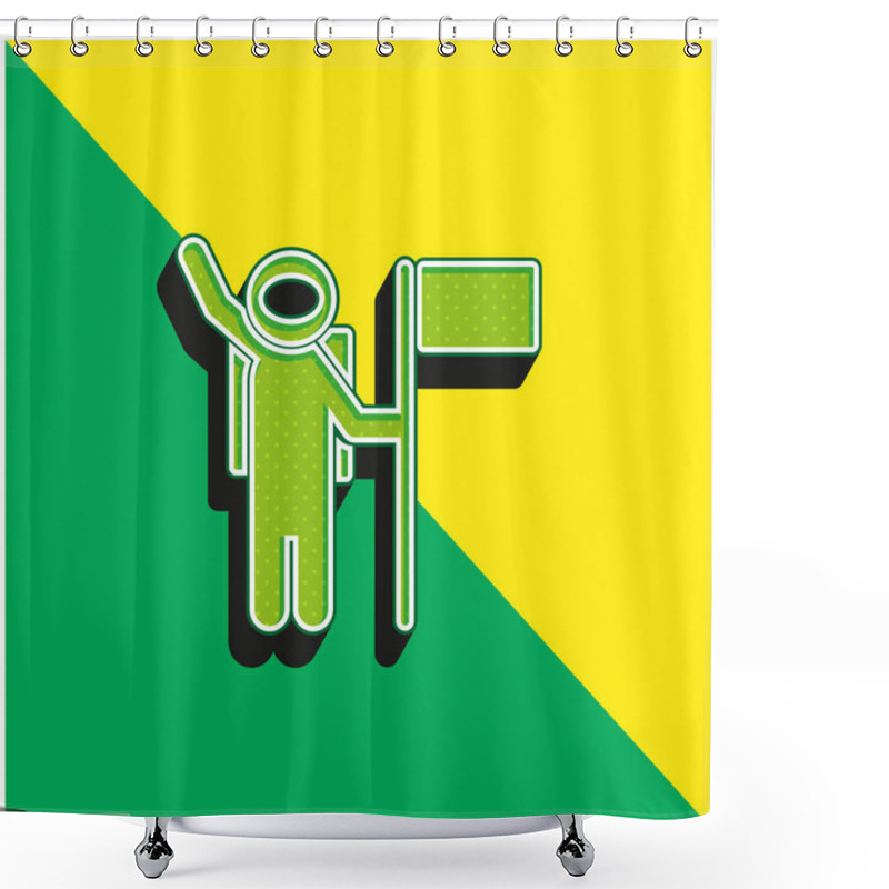 Personality  Astronaut With A Flag Green And Yellow Modern 3d Vector Icon Logo Shower Curtains