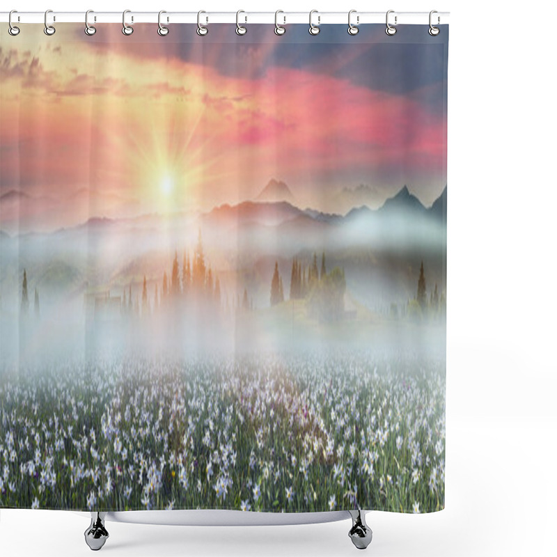 Personality  Blooming Summer  Field Shower Curtains