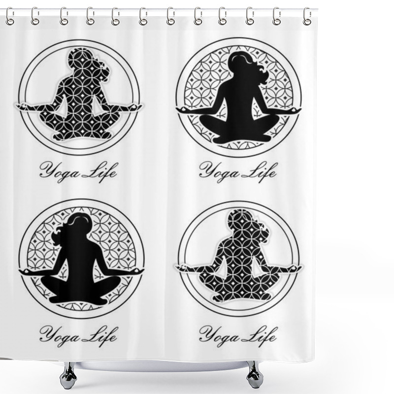 Personality  Yoga Logo Set Shower Curtains