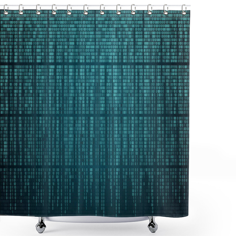 Personality  Abstract Cyberspace With Digital Falling Lines, Binary Code Background. Big Data, Artificial Intelligence, Neural Network Digital Technology Concept. Matrix Background Shower Curtains