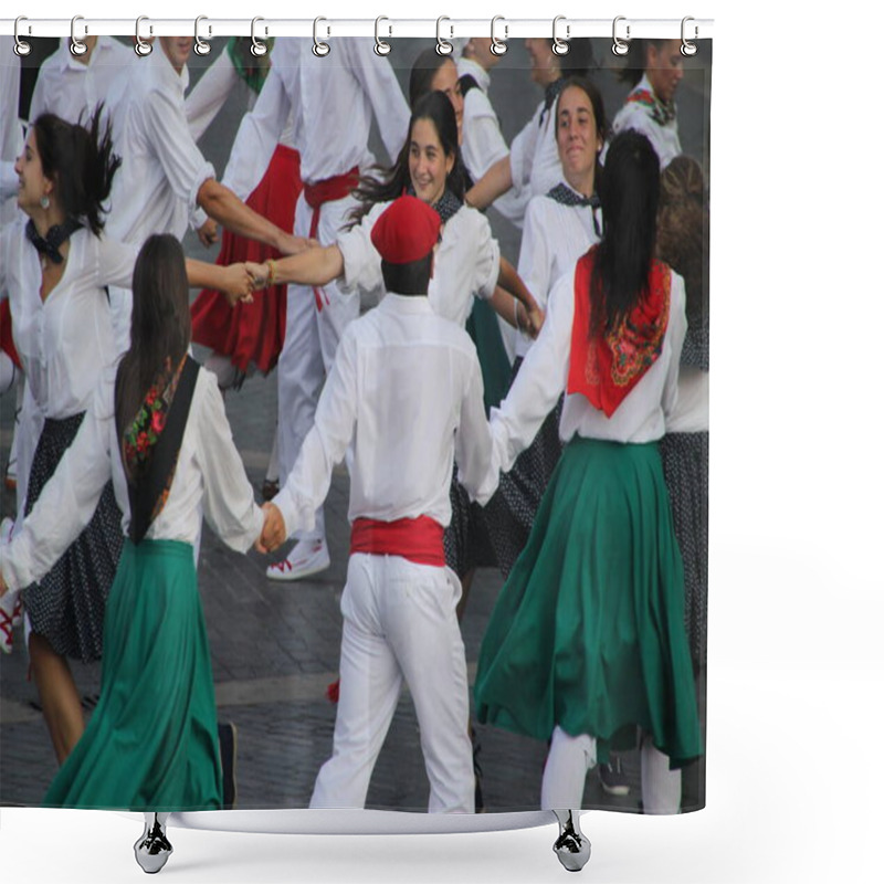 Personality  Traditional Basque Dance In A Folk Festival Shower Curtains