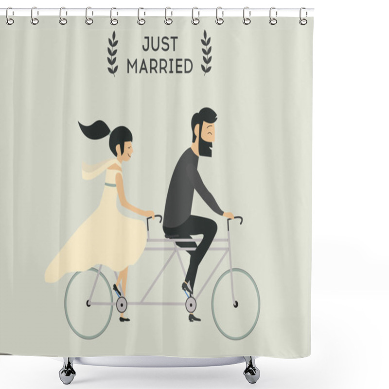 Personality  Wedding Couple On Bicycle  Shower Curtains