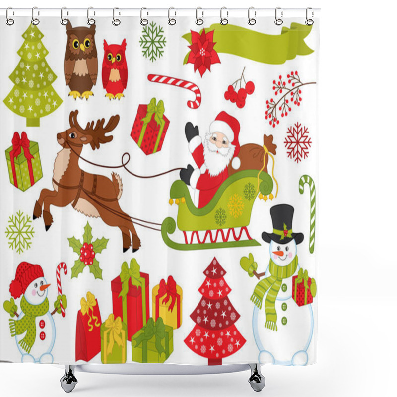 Personality  Vector Christmas Elements Set  Shower Curtains