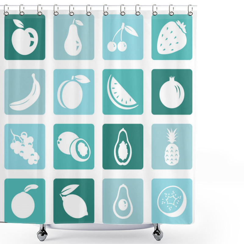 Personality  Set Of Fruit Icons Shower Curtains