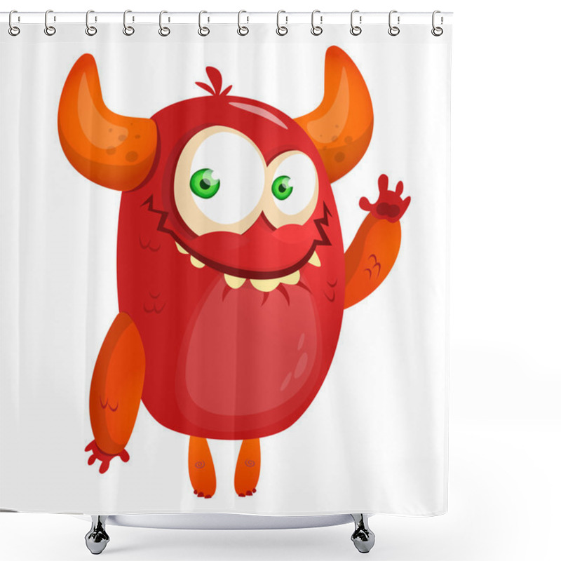 Personality  Cute Cartoon Monster. Halloween Vector Red Monster Shower Curtains