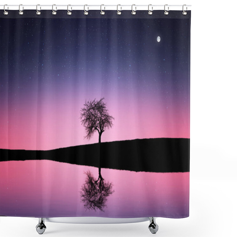 Personality  Tree In Lake Shower Curtains