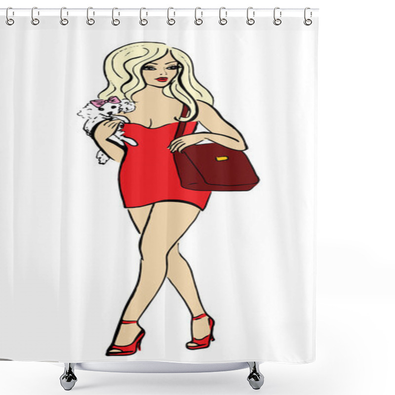 Personality  Fashion Illustration Of Walking Woman Shower Curtains