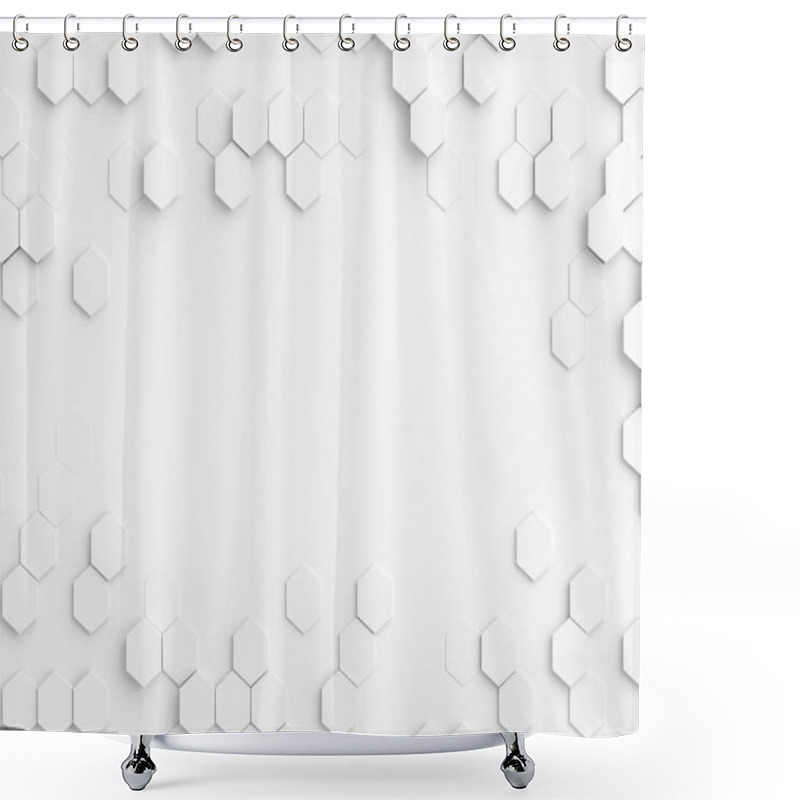 Personality  White Hexagone Background Pattern 3D Rendering Shower Curtains