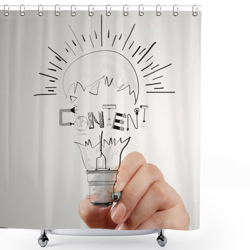 Personality  Hand Drawing Light Bulb And CONTENT Word Design As Concept Shower Curtains