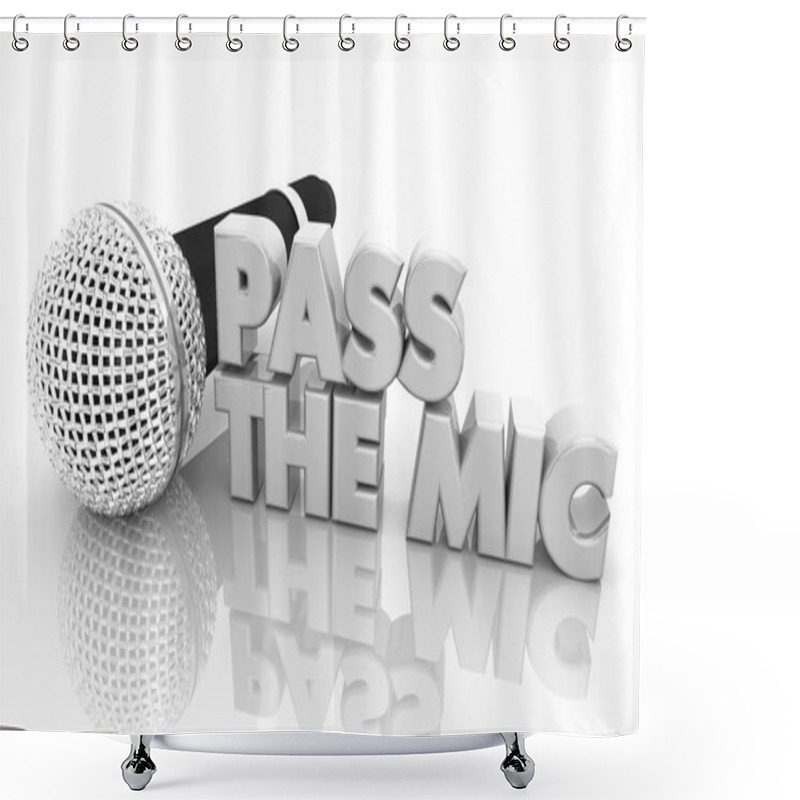 Personality  Pass The Microphone Share Communication 3d Illustration Shower Curtains