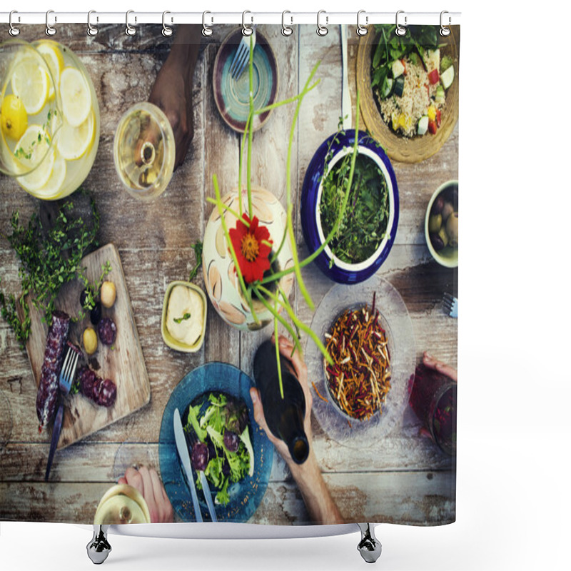 Personality  Food And Beverage On Table Shower Curtains