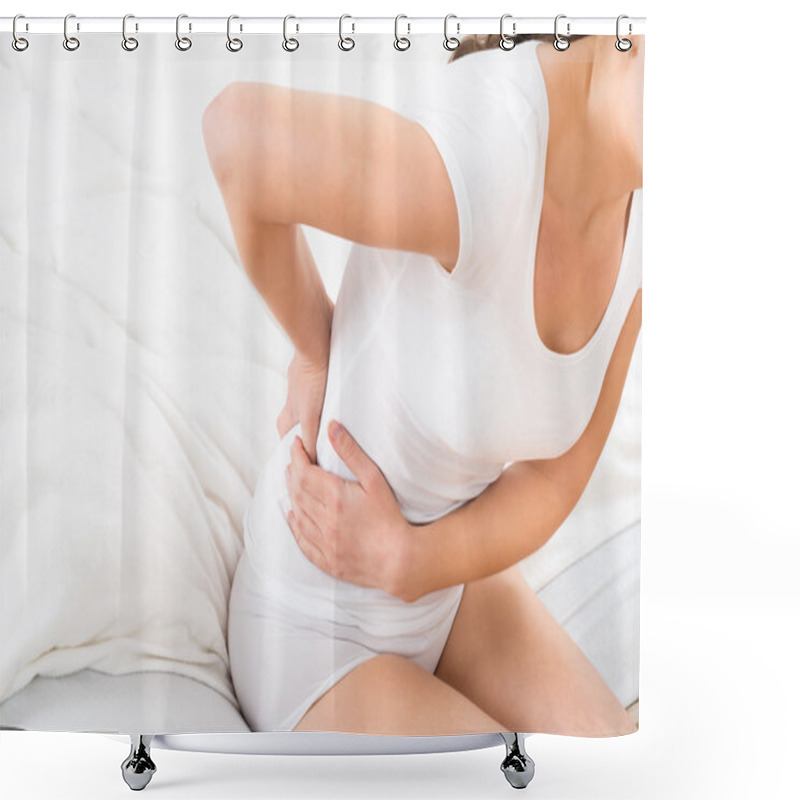 Personality  Woman Having Backache Shower Curtains