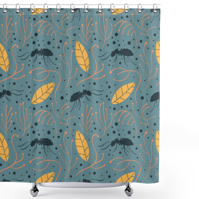 Personality  Nature Seamless Pattern With Ants And Leaves Shower Curtains