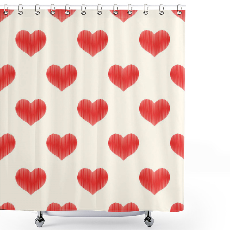 Personality  Seamless Red Heart Pattern Shower Curtains