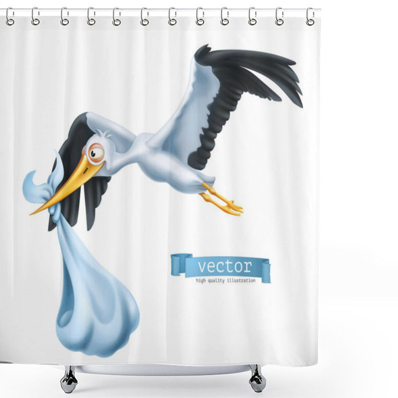 Personality  Stork Carrying Baby Shower Curtains