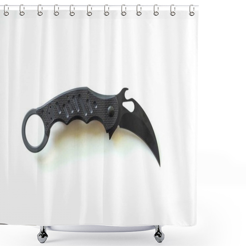 Personality  Tactical Knife In The Form Of A Claw. Knife On A White Background. Troops. Shower Curtains