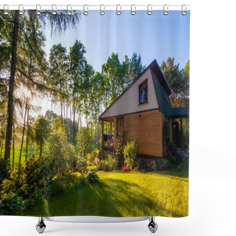 Personality  House Near Field And It Is Sunset Shower Curtains