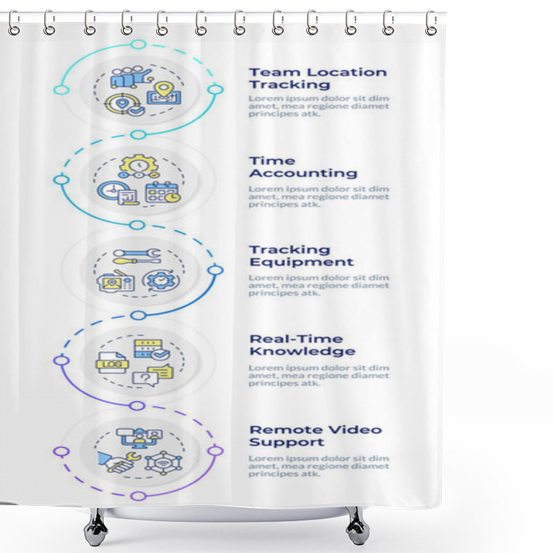 Personality  Real-time Tracking And Monitoring Infographic Design Templat. Field Service Management. Data Visualization With 5 Options. Process Vertical Flow Chart. Montserrat SemiBold, Lato Regular Fonts Used Shower Curtains