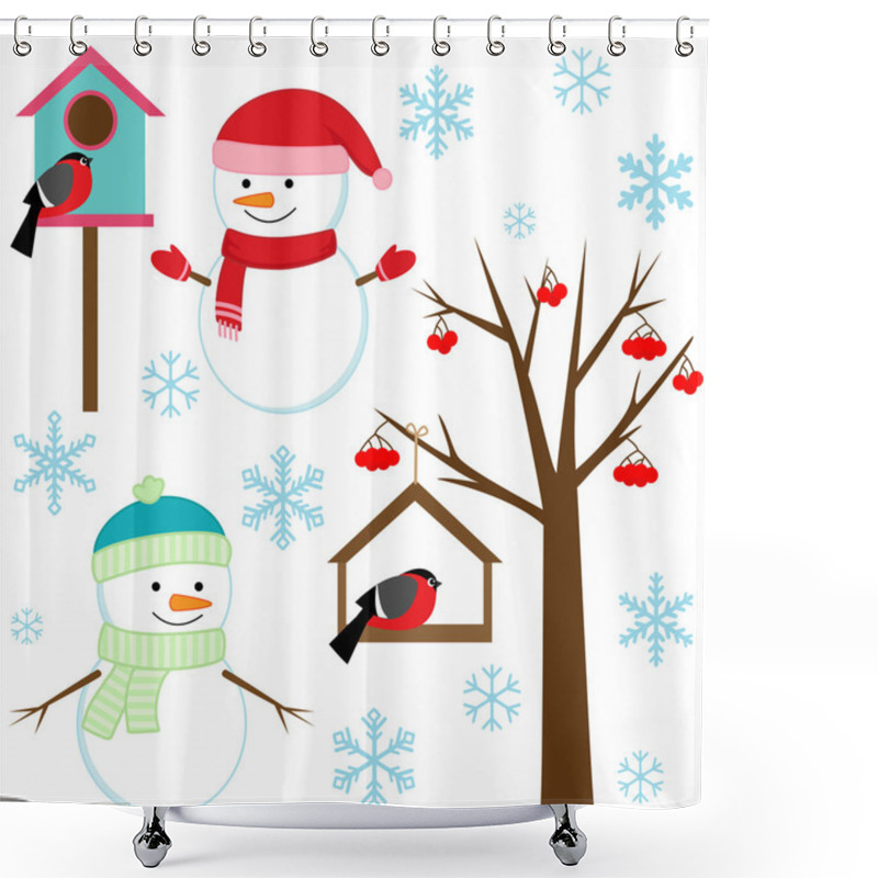 Personality  Set Of Winter Elements Shower Curtains