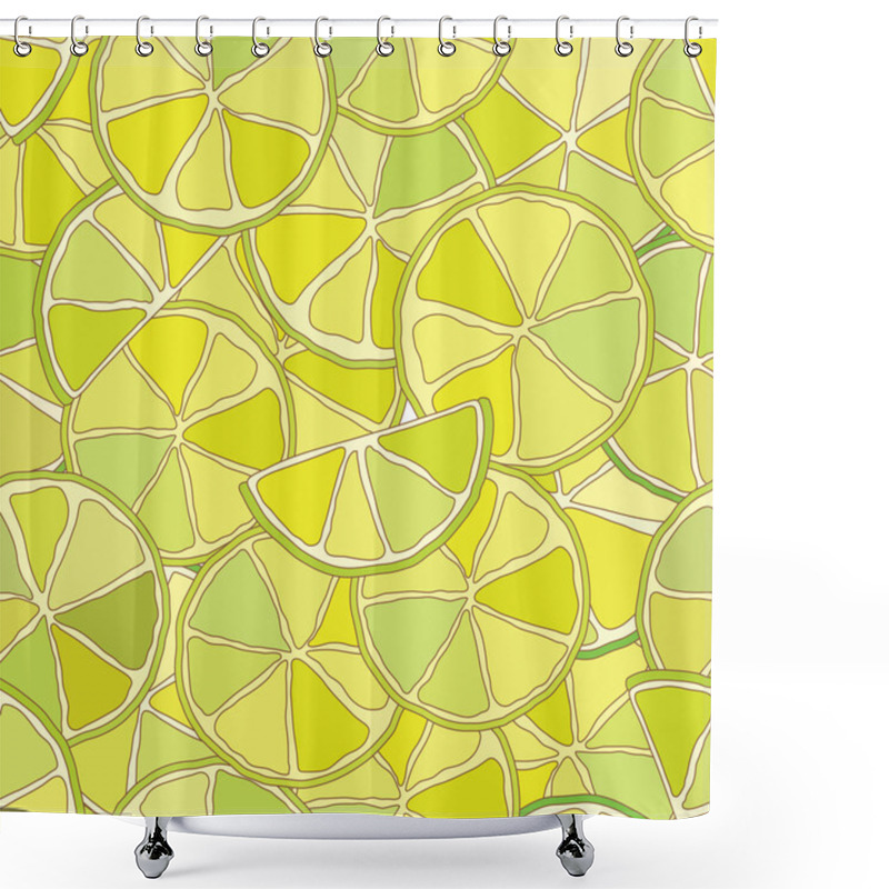 Personality  Fresh Lime Citrus Seamless Pattern Shower Curtains