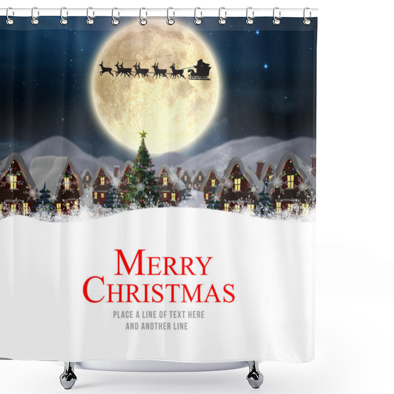 Personality  Merry Christmas Against Santa Delivery Presents Shower Curtains