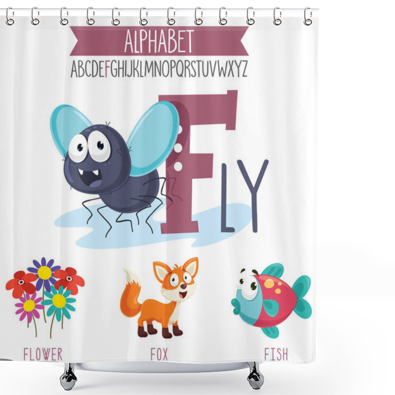 Personality  Illustrated Alphabet Letter And Cartoon Objects Shower Curtains