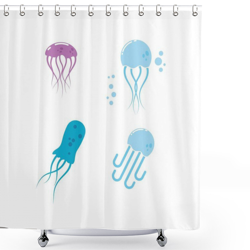 Personality  Jelly Fish Icon Vector Illustration Design Template Shower Curtains