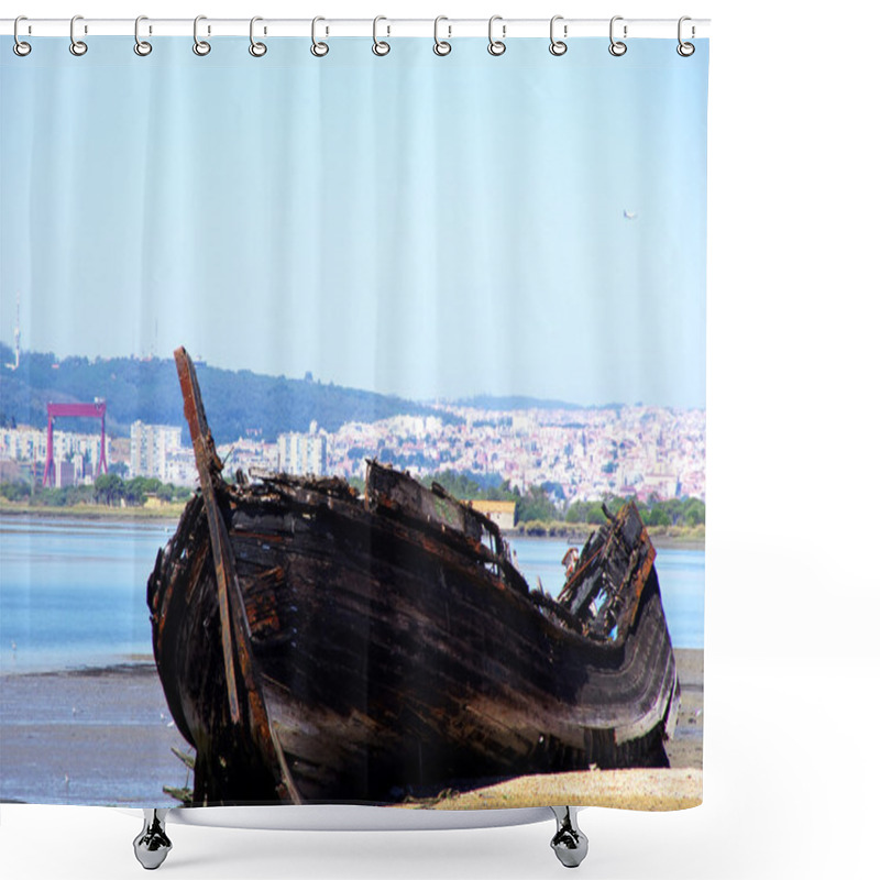 Personality  Abandoned Fishing Boat Shower Curtains