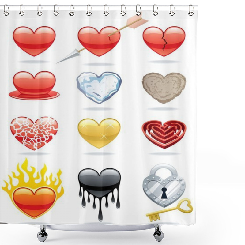 Personality  Heart Icons Shower Curtains