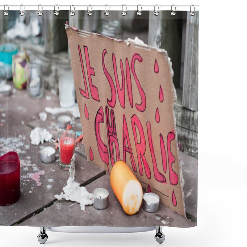 Personality  March Against Charlie Hebdo Magazine Terrorism Attack, On January 7th, 2015 In Paris Shower Curtains