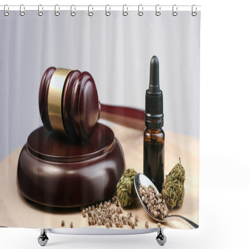 Personality  Cannabis And Judges Gavel Shower Curtains