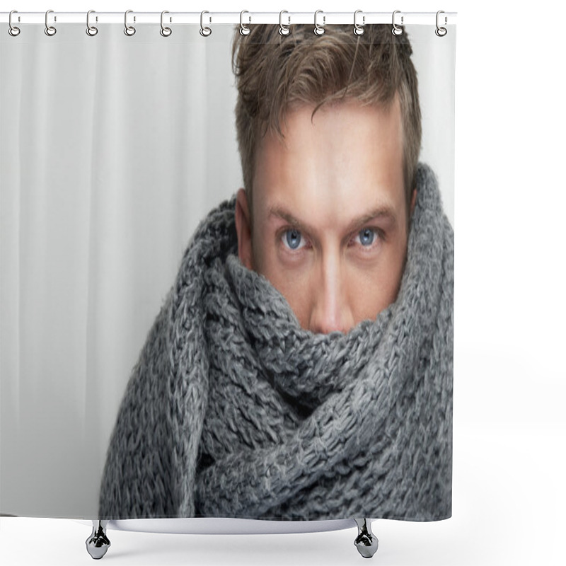 Personality  Close Up Portrait Of Scarf Covering Face Shower Curtains