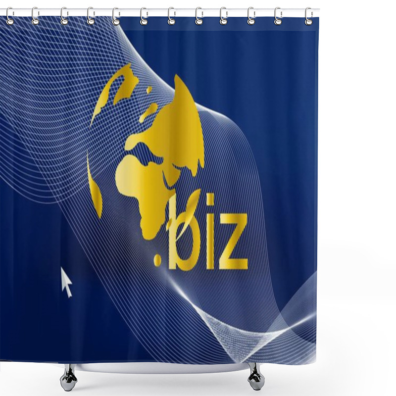 Personality  Abstract And Business Background With Globe Map And Wavy Lines. Shower Curtains