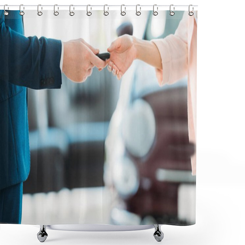 Personality  Manager Giving Car Key To Customer Shower Curtains