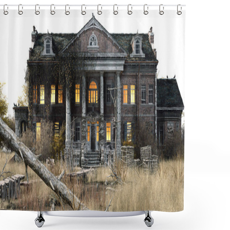 Personality  Southern Mansion Fantasy Architecture, 3D Illustration, 3D Rendering Shower Curtains