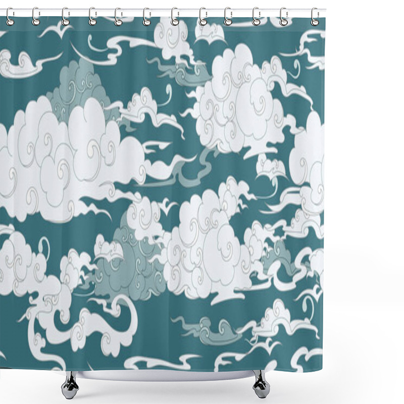 Personality  Seamless Cloud Pattern In Chenese Style Shower Curtains