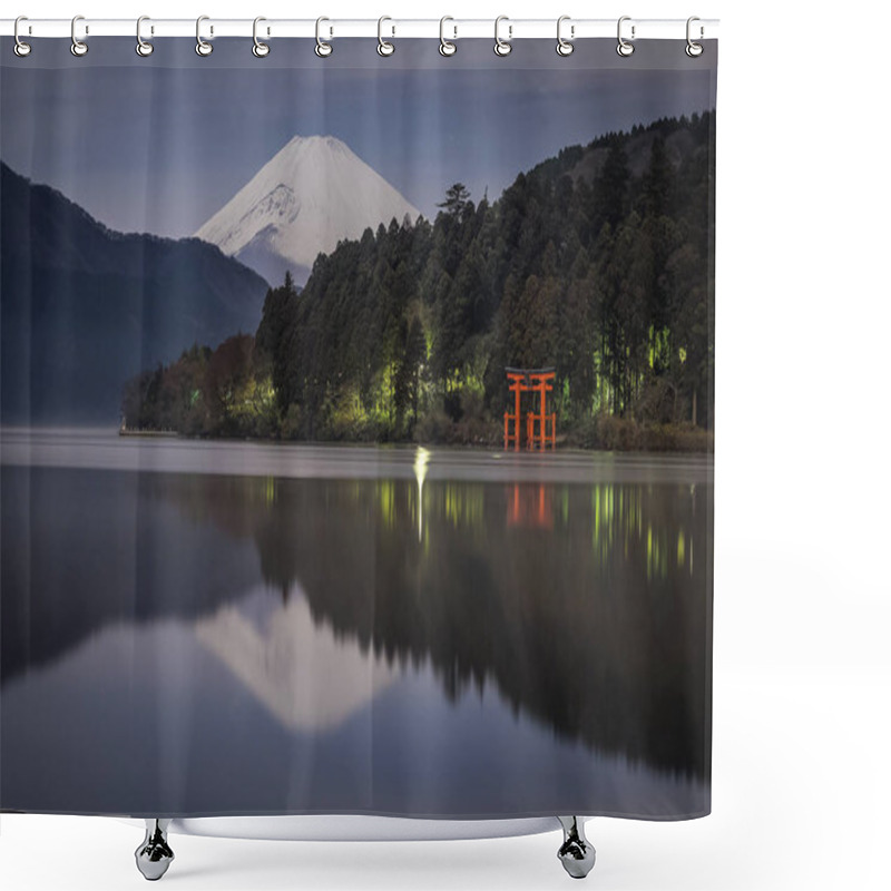 Personality  Mountain Fuji And Ashi Lake Shower Curtains