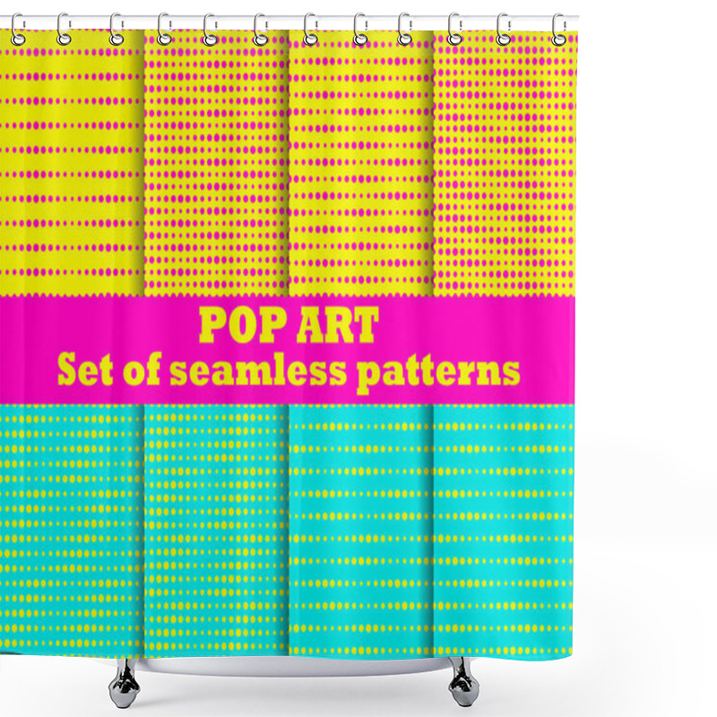 Personality  Dotted, Pop Art Seamless Pattern Set. 1960s Pop Art Background For Promotional Items, Wrapping Paper And Printing. Vector Illustration Shower Curtains