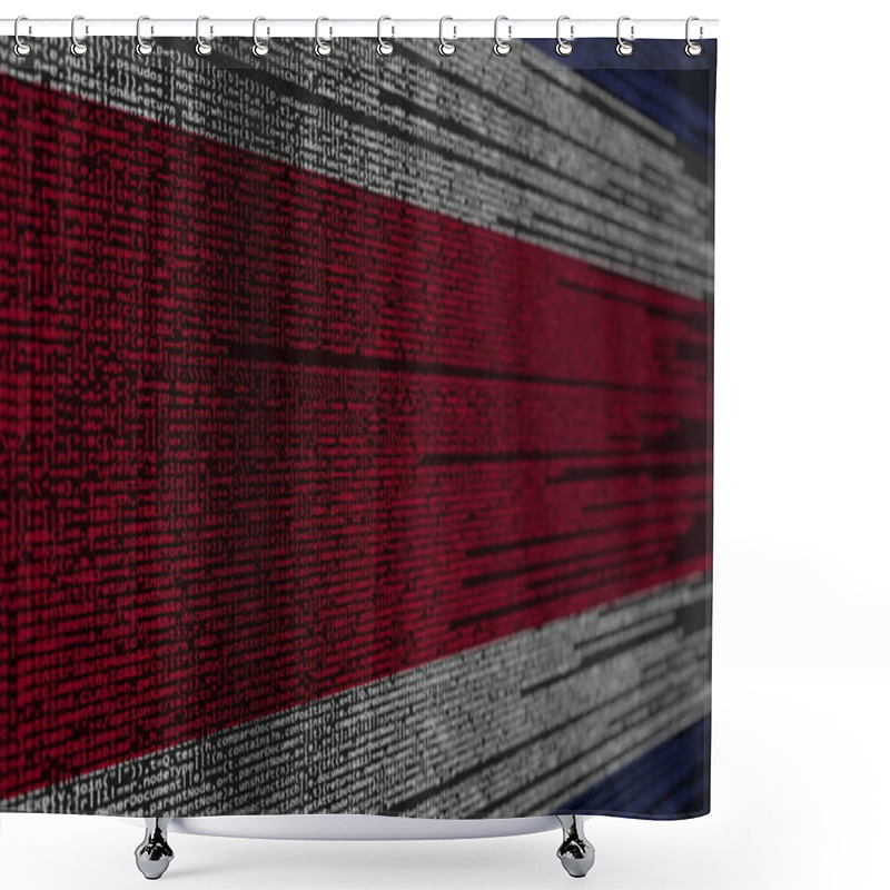 Personality  Program Code And Flag Of Costa Rica. Digital Technology Or Programming Related 3D Rendering Shower Curtains